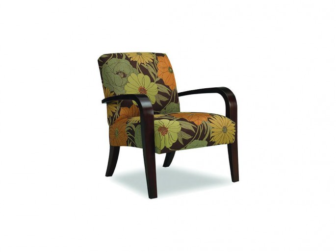 sam moore metro exposed wood chair brown yellow orange floral